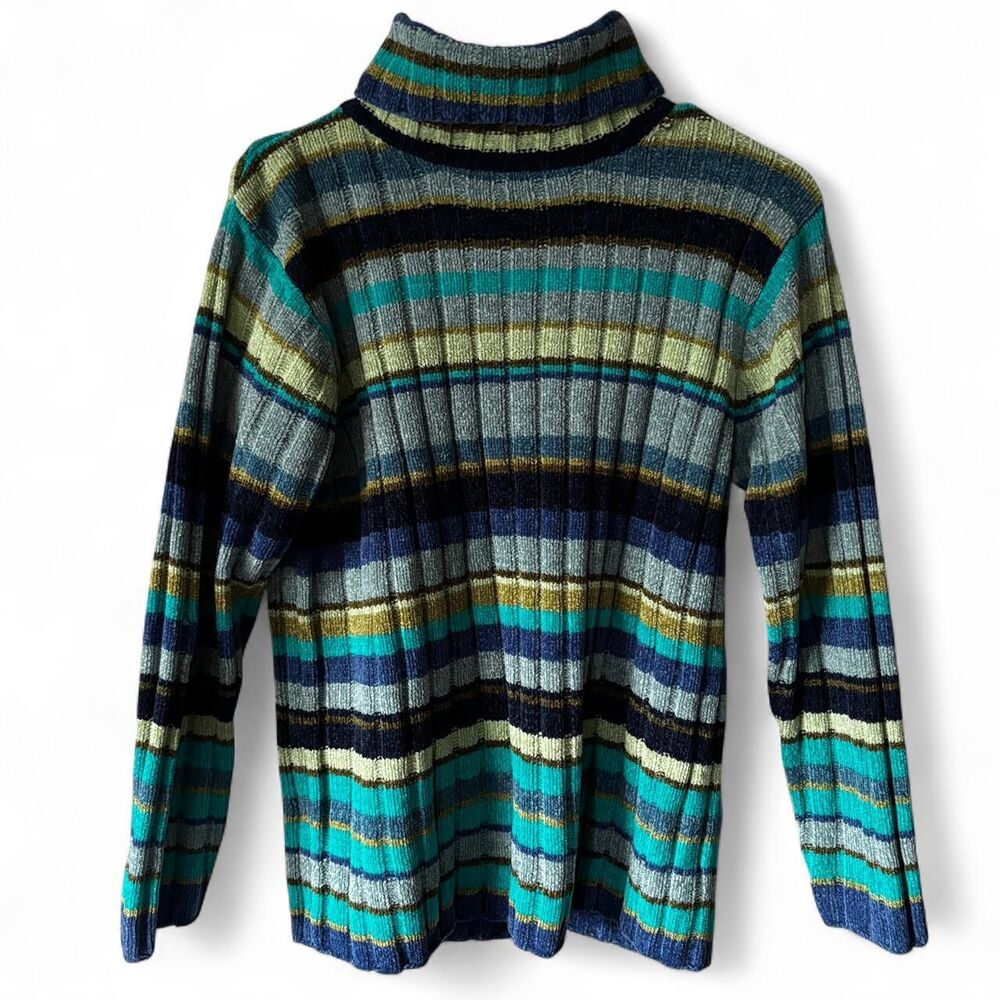 Vintage Tiara International Striped Blue Green Jumper